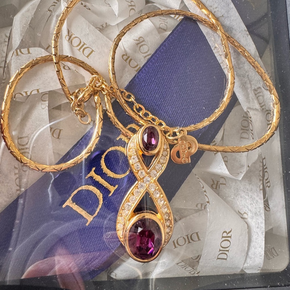 Christian Dior Gold Necklace , beautiful. Purple stone
